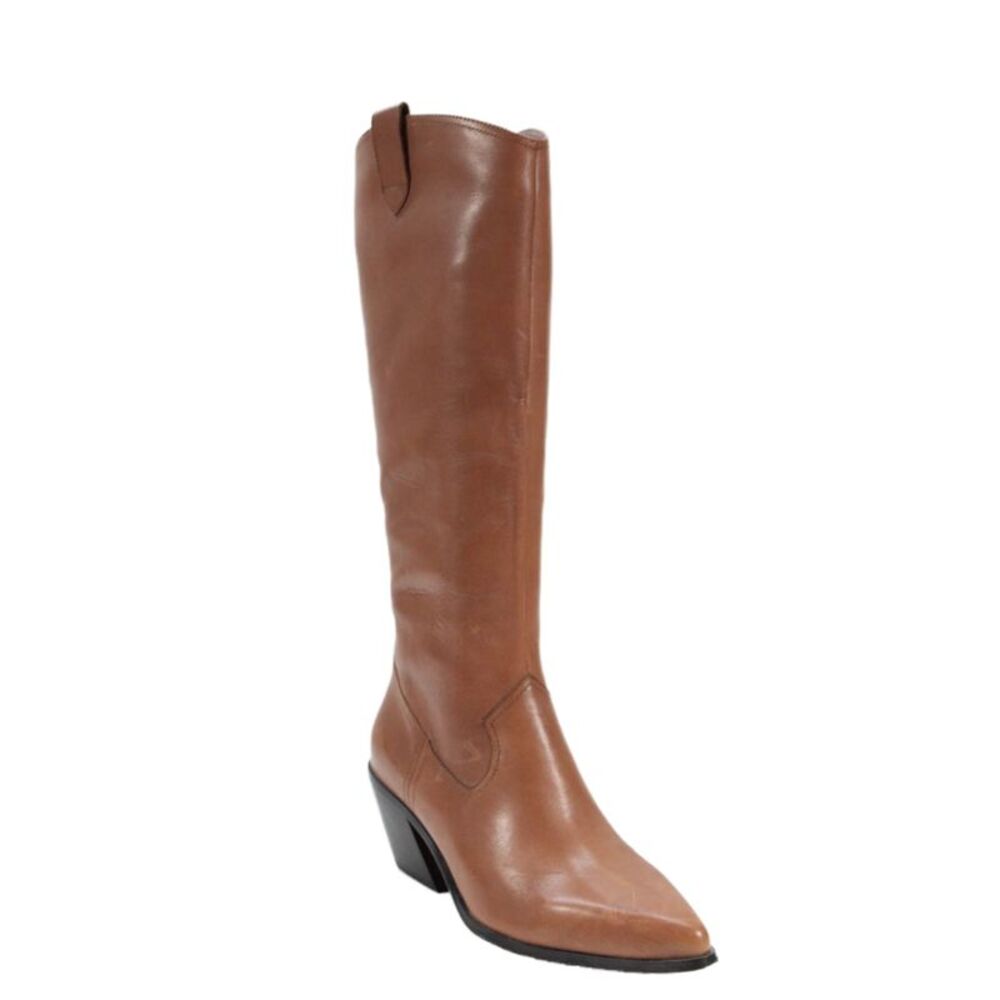 Villa Rouge Womens Leather Knee High Cowboy Boots Brown Size 38 8